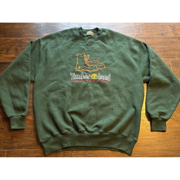 Timberland Other - Vintage Timberland Weathergear Crewneck Sweatshirt Green Logo XL USA 90s Logo